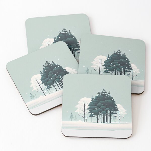 Item preview, Small Cute Minimalist Winter Forest Print Digital Painting designed and sold by CodeAndColors.