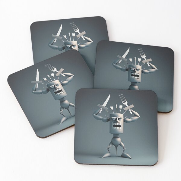 Item preview, Knife and fork with a funny cheff monster designed and sold by mrlongfield.