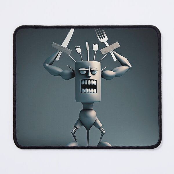 Item preview, Knife and fork with a funny cheff monster designed and sold by mrlongfield.