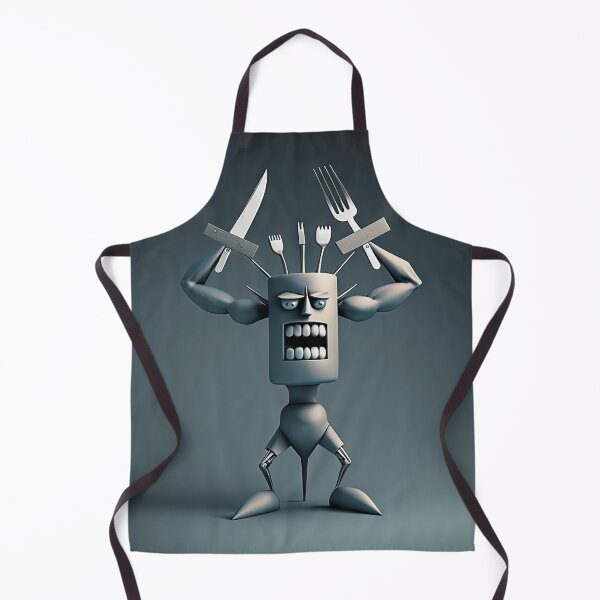Item preview, Knife and fork with a funny cheff monster designed and sold by mrlongfield.