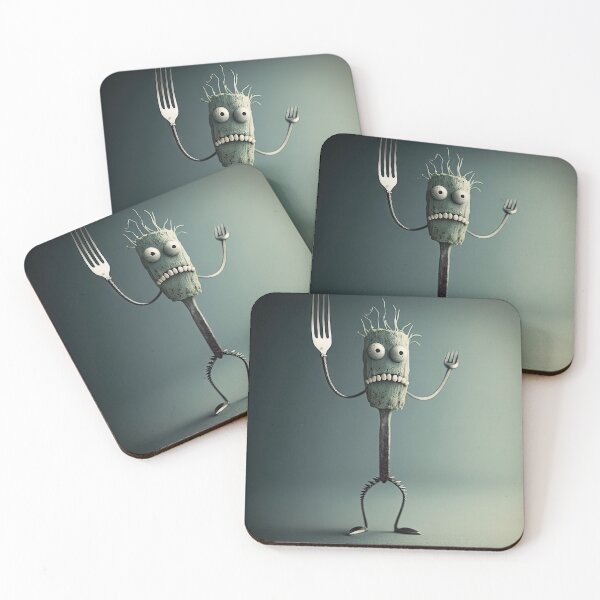 Item preview, Knife and fork with a funny cheff monster designed and sold by mrlongfield.