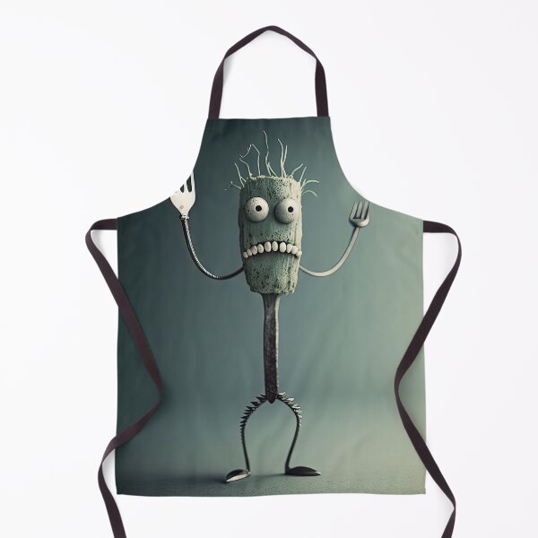 Item preview, Knife and fork with a funny cheff monster designed and sold by mrlongfield.