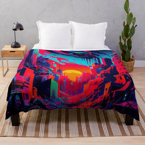Item preview, Bright Flat Cityscape at Sunset Digital Painting designed and sold by CodeAndColors.