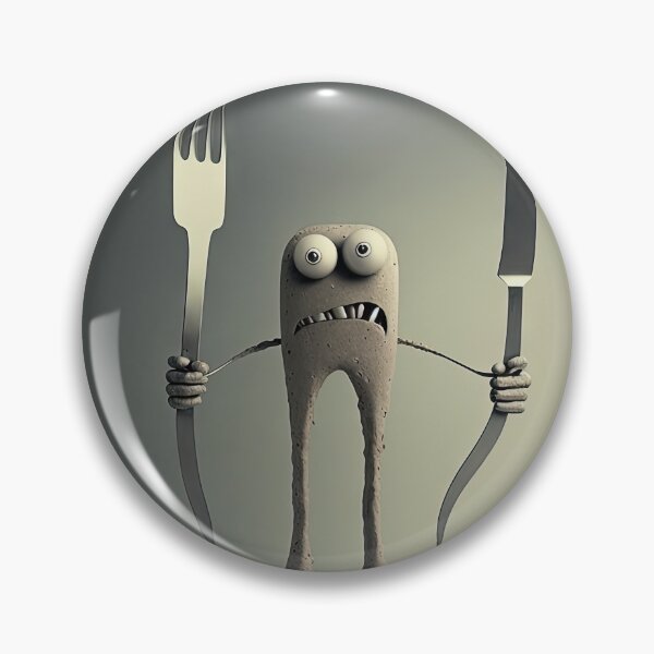 Item preview, Knife and fork with a funny cheff monster designed and sold by mrlongfield.