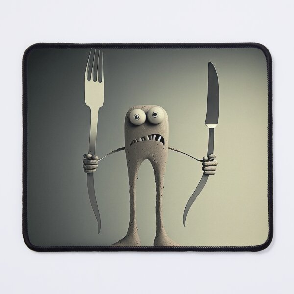 Item preview, Knife and fork with a funny cheff monster designed and sold by mrlongfield.