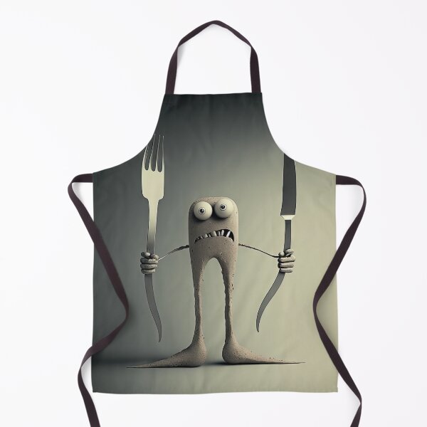Item preview, Knife and fork with a funny cheff monster designed and sold by mrlongfield.