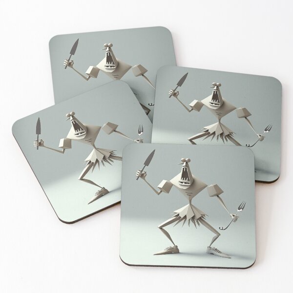Item preview, Knife and fork with a funny cheff monster designed and sold by mrlongfield.