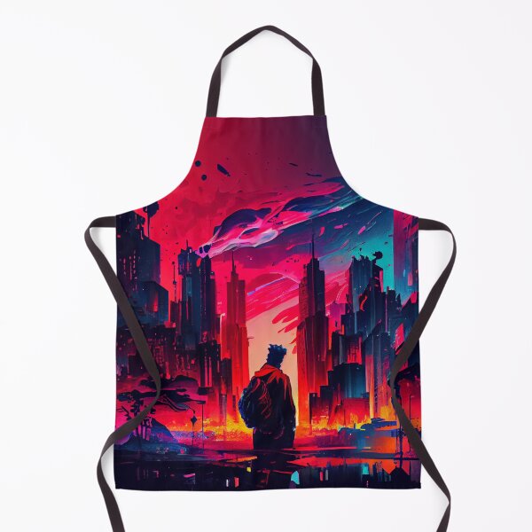 Artikelvorschau, Bright Pink Abstract City at Sunset with Man Digital Painting entworfen und verkauft von CodeAndColors.