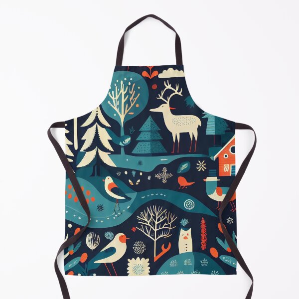 Aperçu de l'œuvre Modern Flat Winter Animals and Landscape Pattern Digital Painting créée et vendue par CodeAndColors.