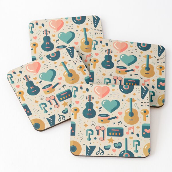 Item preview, Bright Colorful Flat Music Instrument Pattern Digital Painting designed and sold by CodeAndColors.
