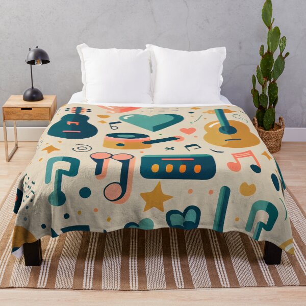 Item preview, Bright Colorful Flat Music Instrument Pattern Digital Painting designed and sold by CodeAndColors.