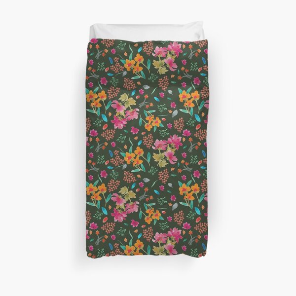 Watercolour Handprinted Floral Pattern Duvet Cover