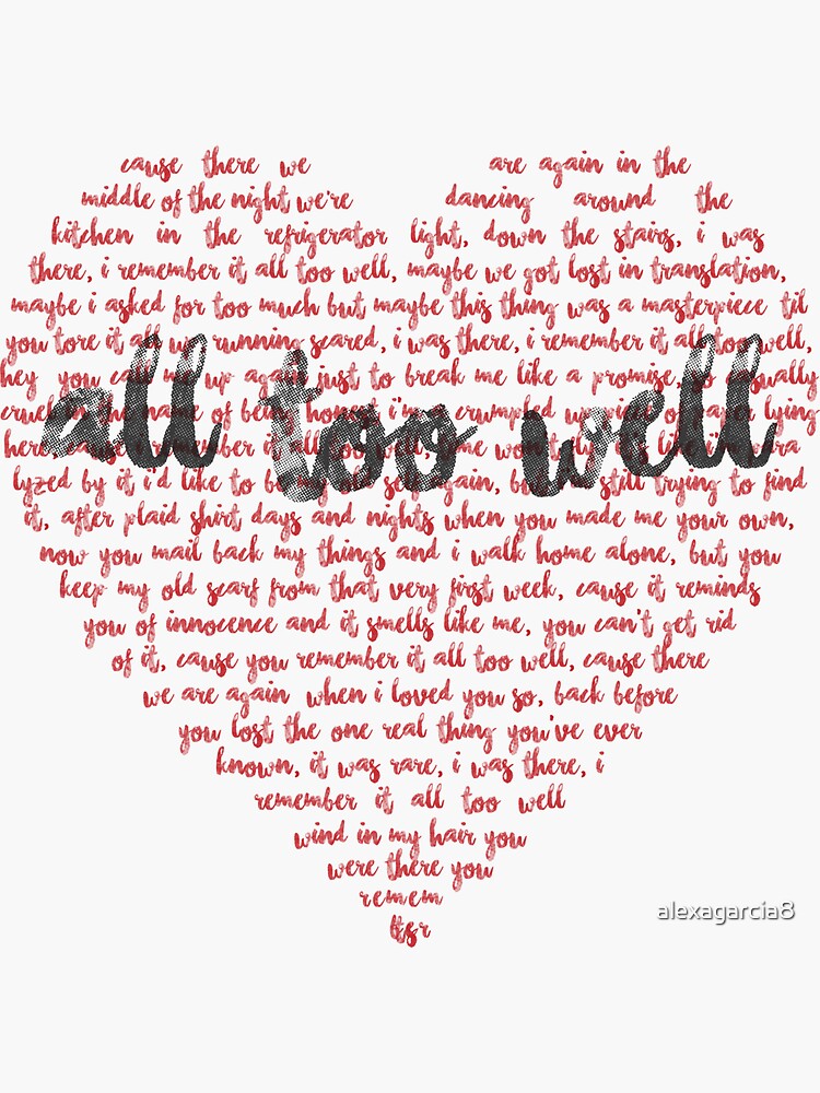 All Too Well lyrics - Taylor Swift - Sticker