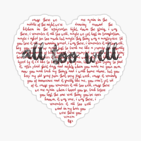 Taylor Swift Swifties All Too Well Sticker