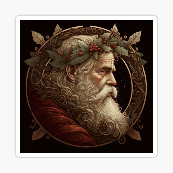 christmas art nouveau santa claus portraits #3 Sticker
