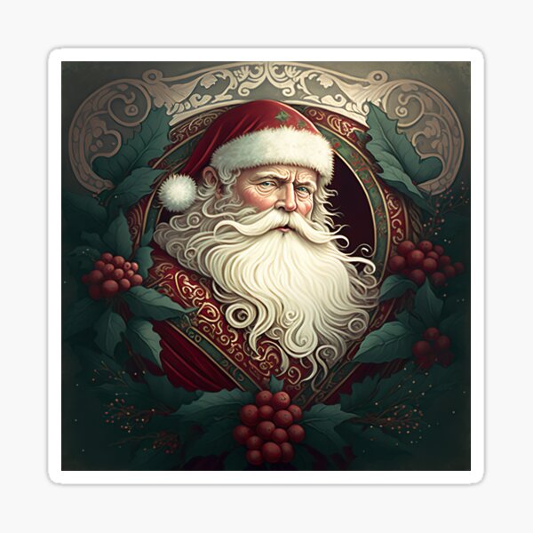 christmas art nouveau santa claus portraits #6 Sticker