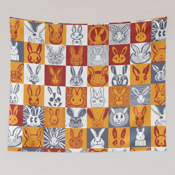 Item preview, Hawaiian Tribal and other styles Bunny Rabbit Face Check Checker Pattern designed and sold by pelagio.