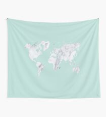 Marble World Map Wall Tapestry