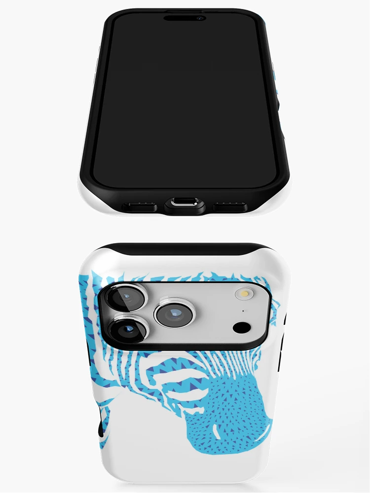 Thumbnail 3 of 4, iPhone Case, Zebra Pattern with Blue Triangles designed and sold by missmann.