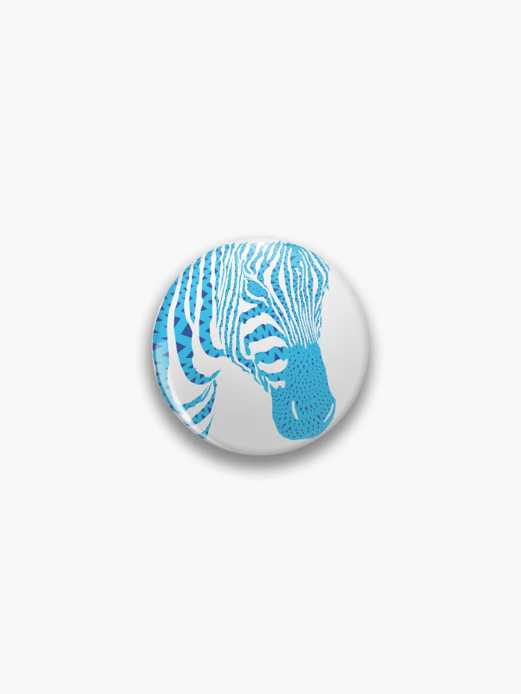 Thumbnail 1 of 3, Pin, Zebra Pattern with Blue Triangles designed and sold by missmann.