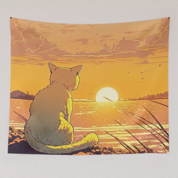Item preview, cat looking at sunset designed and sold by Chillapy.