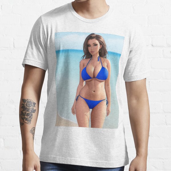 woman in bikini t shirt