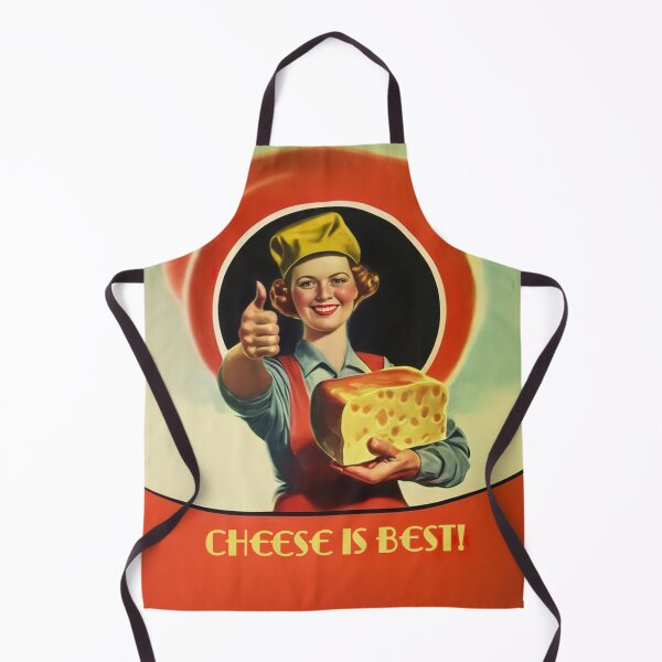 Item preview, Young retro woman holding huge piece of Emmental cheese and smiling a nostalgic and vintage designed and sold by ArtifactVault.