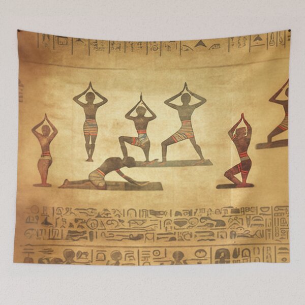 Item preview, Prehistoric Egyptian people doing yoga exercises an ancient parchment designed and sold by ArtifactVault.