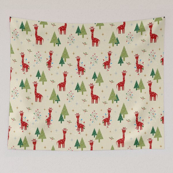 Item preview, Christmas Giraffe Pattern with Beige Background designed and sold by Kate Correll.