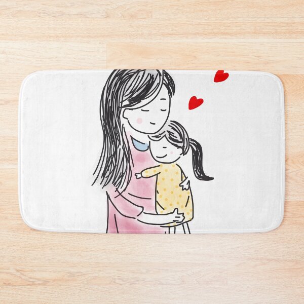 Item preview, Mother holds young daughter she loves in her arms. Illustration wall art. Colorful, abstract, family portrait wall art as prints, on canvas, or large posters (many print sizes).  designed and sold by JoelsCorner.