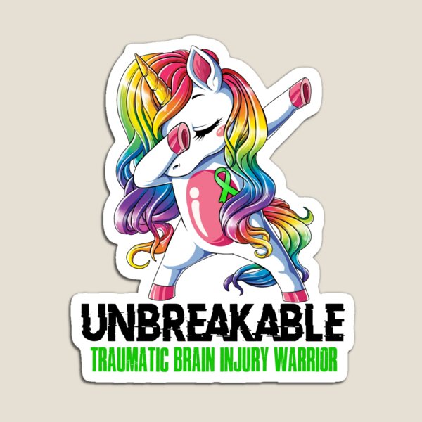Item preview, Traumatic Brain Injury Awareness - Unicorn Traumatic Brain Injury Warrior Ribbon UNBREAKABLE designed and sold by Fernandezf.