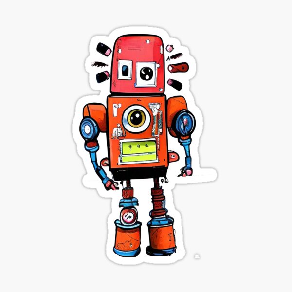 Robot Kicks Sticker for Sale by cronobreaker