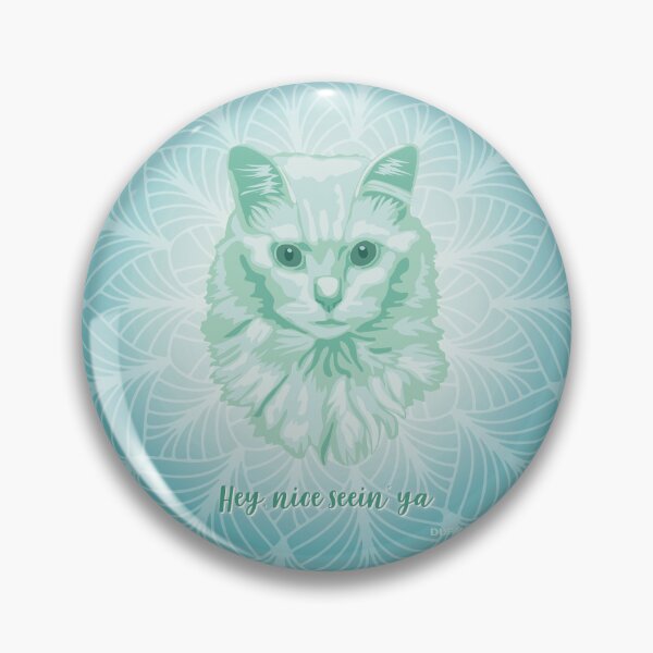 Item preview, Angora Cat Neo Mint Smiling Face "Hey, nice seein' ya"  designed and sold by DuFauna.