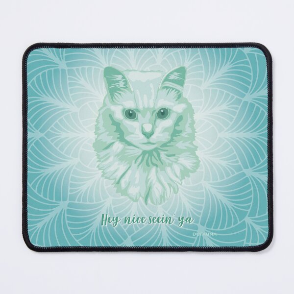 Item preview, Angora Cat Neo Mint Smiling Face "Hey, nice seein' ya"  designed and sold by DuFauna.