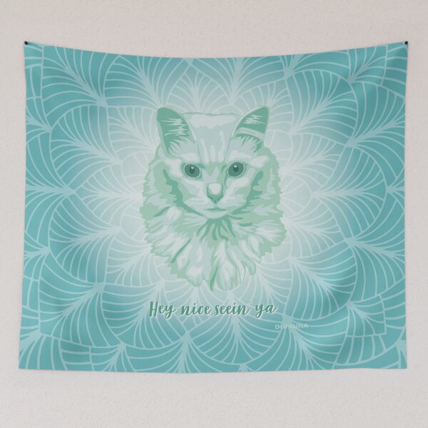 Item preview, Angora Cat Neo Mint Smiling Face "Hey, nice seein' ya"  designed and sold by DuFauna.