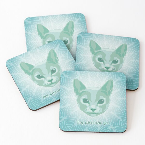 Item preview, Cat Face Neo Mint "Hey, nice seein' ya"  designed and sold by DuFauna.