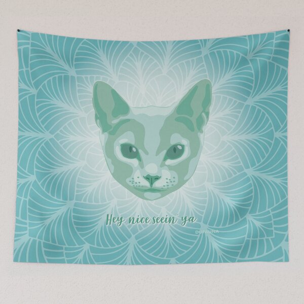 Item preview, Cat Face Neo Mint "Hey, nice seein' ya"  designed and sold by DuFauna.