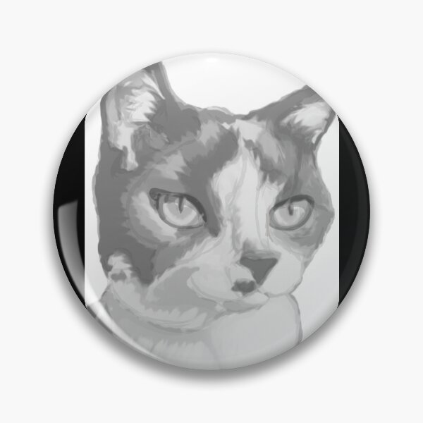 Item preview, Kitty Cat Digital Illustration Greyscale designed and sold by Bennett Swanson.