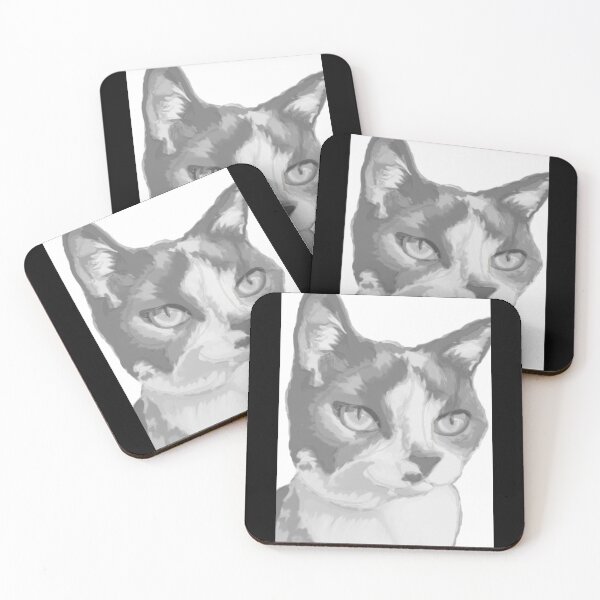 Item preview, Kitty Cat Digital Illustration Greyscale designed and sold by Bennett Swanson.