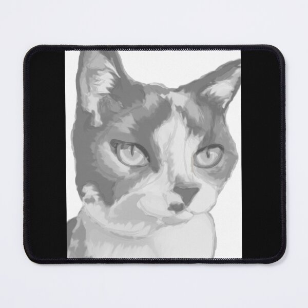 Item preview, Kitty Cat Digital Illustration Greyscale designed and sold by Bennett Swanson.