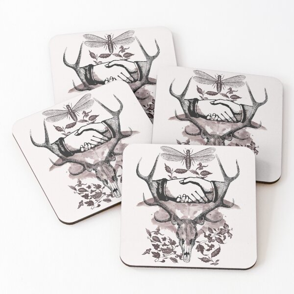 Item preview, Collage, skull with horns, Rorschach test, hands and ornaments designed and sold by Ztudio.