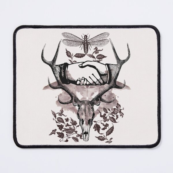 Item preview, Collage, skull with horns, Rorschach test, hands and ornaments designed and sold by Ztudio.