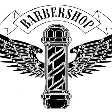 Barbershop sign black with white writing, features barber pole with wings  Poster for Sale by Vintage Hustle