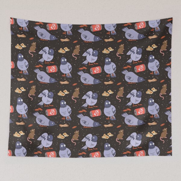 Item preview, pigeons and rats and trash surface pattern design designed and sold by Cauliflander.