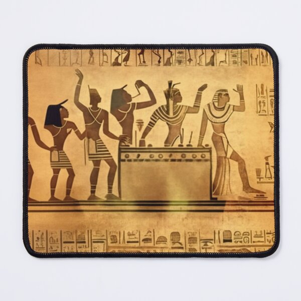 Item preview, Prehistoric Egyptian people partying with the DJ an ancient parchment designed and sold by ArtifactVault.