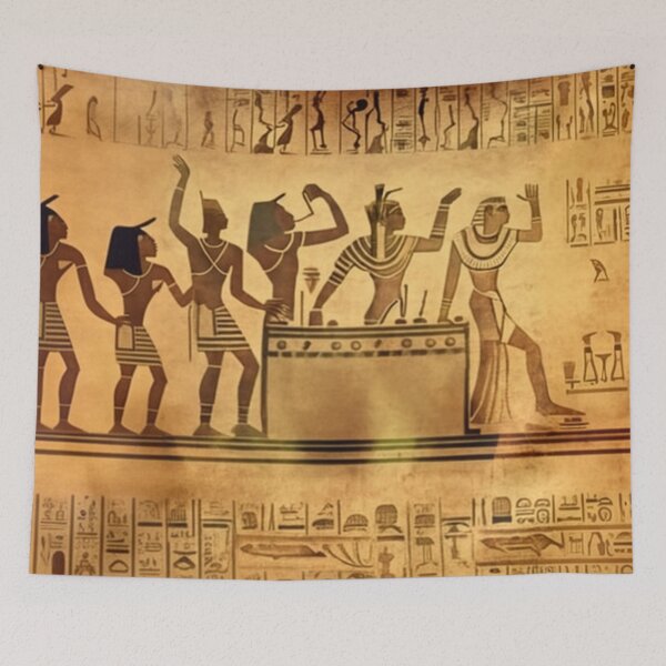 Item preview, Prehistoric Egyptian people partying with the DJ an ancient parchment designed and sold by ArtifactVault.