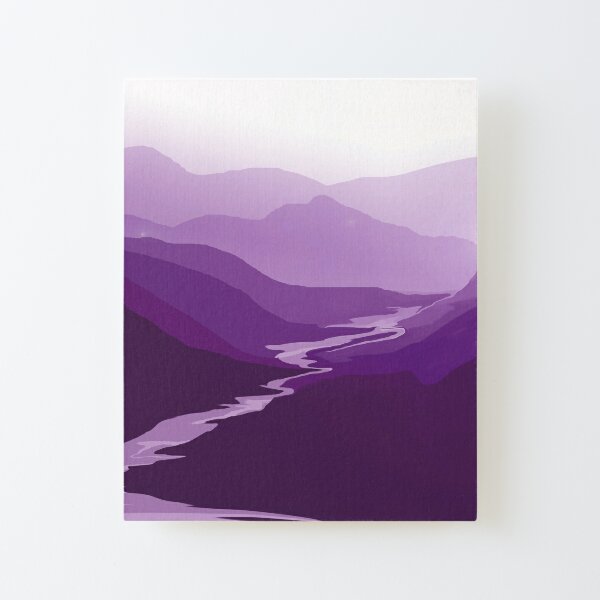 River Valley. Purple Landscape.  Canvas Mounted Print