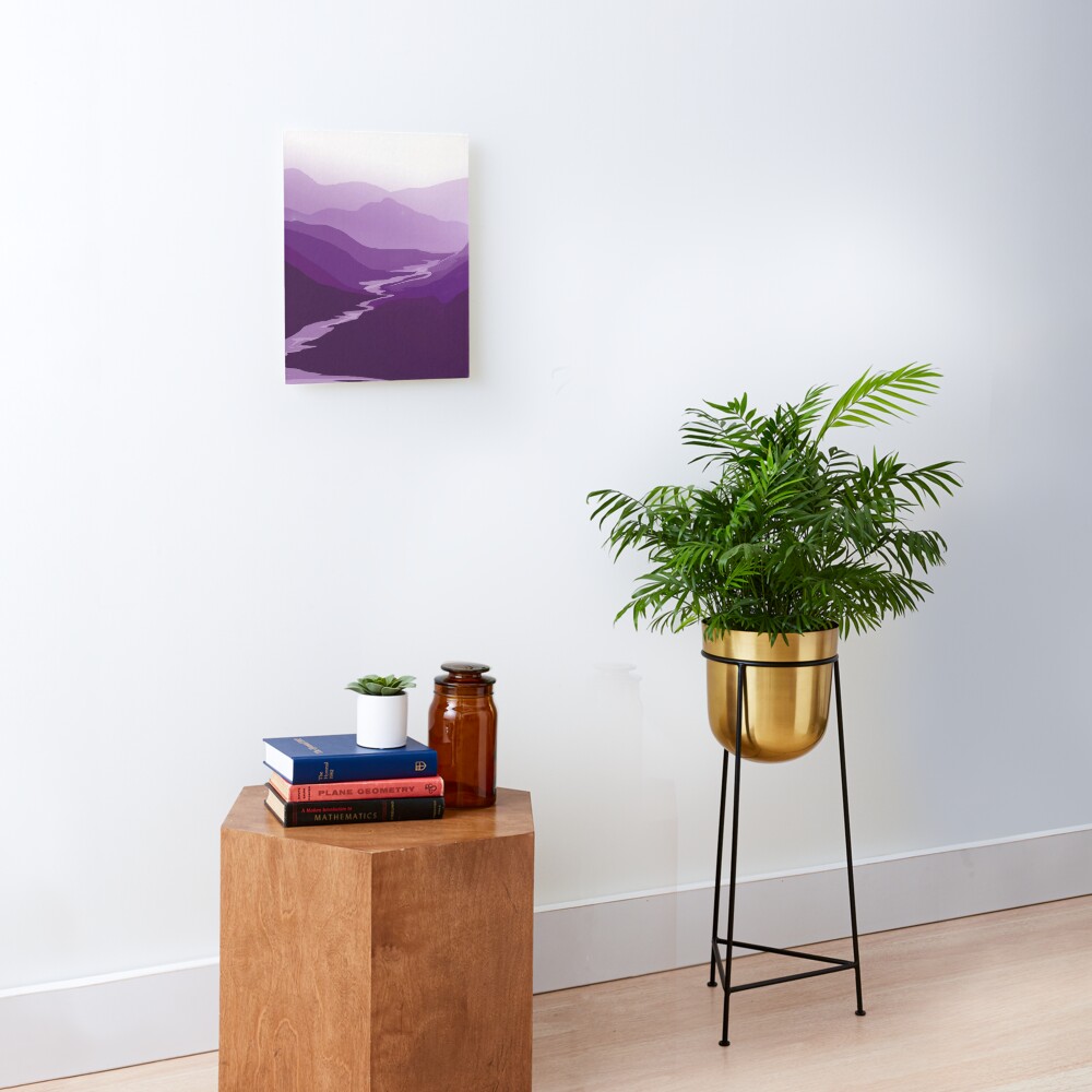 River Valley. Purple Landscape. Mounted Print