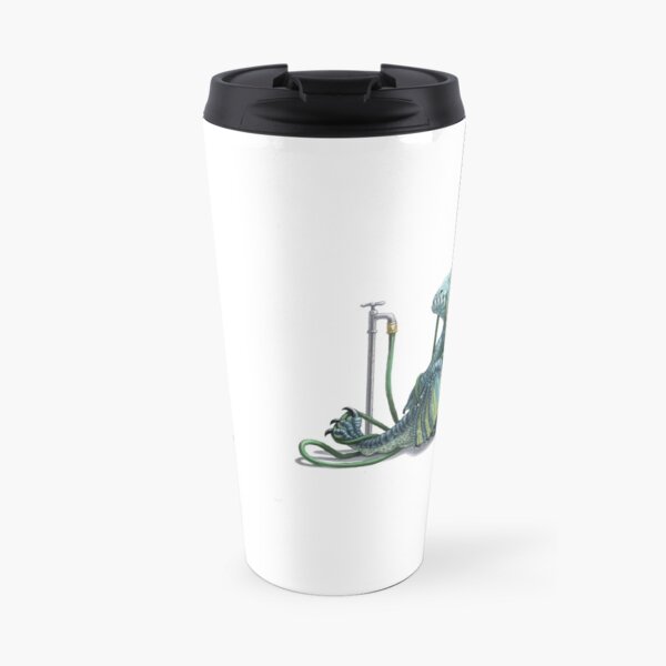 'Save Water, Drink Tea' mug. Water Dragon Travel Mug