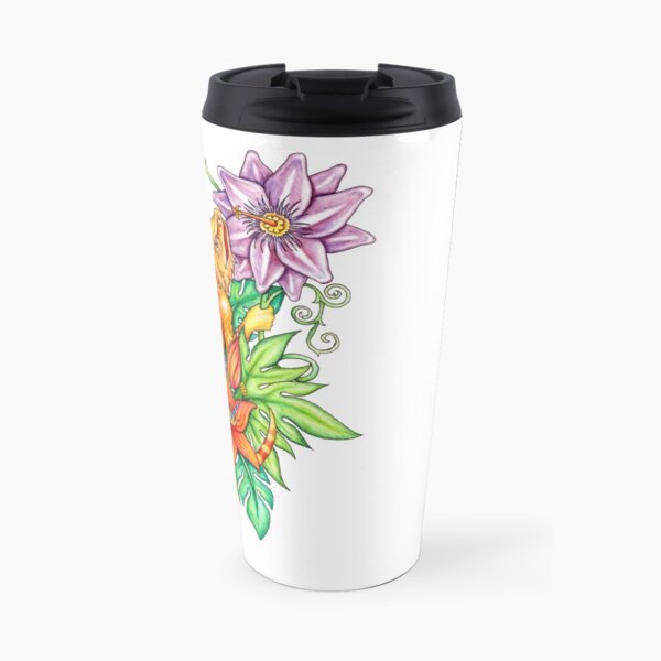 Bearded dragon in flowers Travel Mug